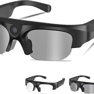 4K Camera Glasses,2025 AI Smart Sunglasses with 256GB Memory Card Video Glasses with UV Protection for Outdoor Activities &Travel Sports &Action Video- XV16 Black&Transparent Lens Included
