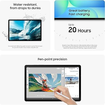 Samsung Galaxy Tab S10 FE 128GB WiFi Android Tablet, Large Display, Long Battery Life, Exynos 1580 Processor, IP68, S Pen for Note-Taking, US Version, 2 Yr Manufacturer Warranty, Gray - Image 6
