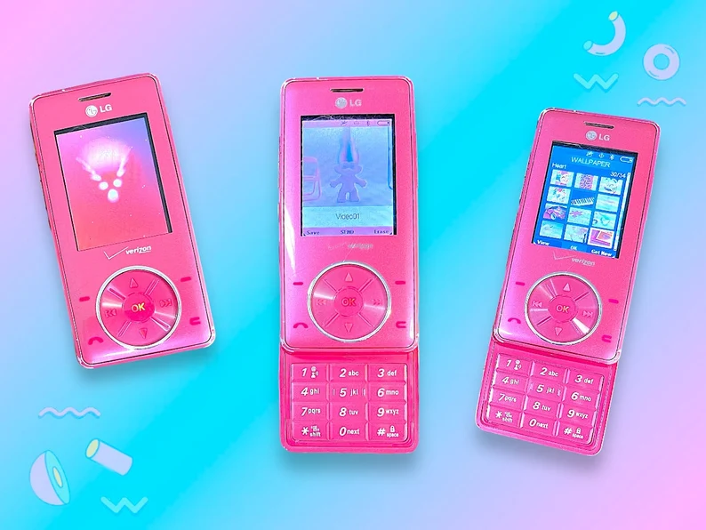 Vintage Y2K Pink LG Slide Camera Cell Phone. RARE.Works!