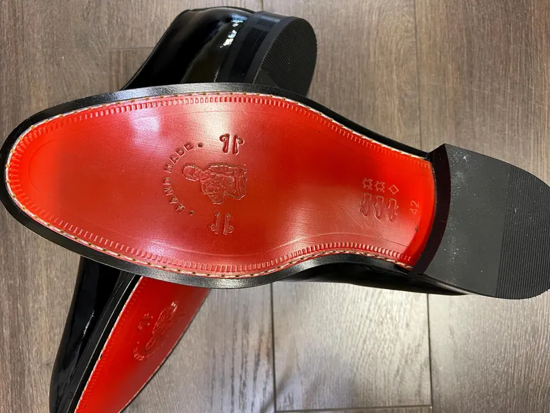 Handmade Black Leather Loafers, Red Sole Shoes for Men, Luxury Formal Wedding Shoes, Elegant Footwear, Black Tie Event Leather Shoes - Image 3