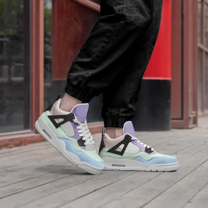 Men's/Women's Pastel Colorblock High Top Sneakers - Image 4