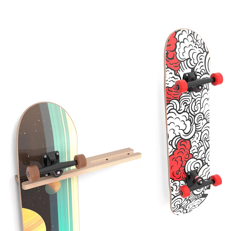 Skateboard / Longboard Wall Storage - Double Board Display - Image 2