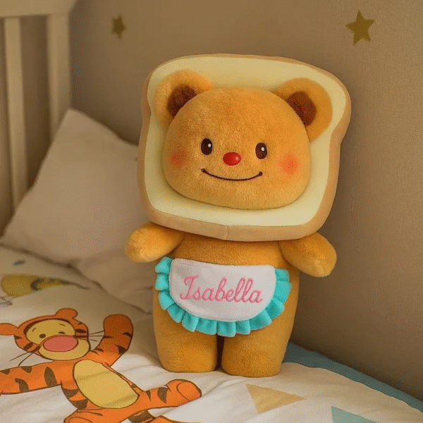 Personalized Toast Bear Plush-Custom Name Stuffed Animal for Kids,Kawaii Gift for Girls,Cute Soft Toy for Birthday or Room Decor - Image 2