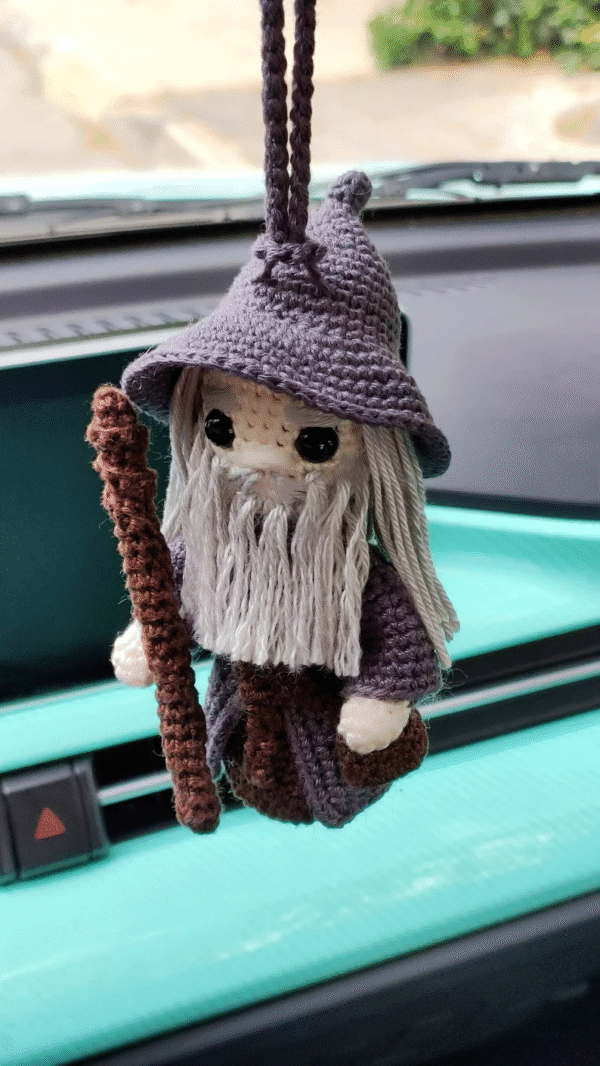 Wizard car accessories, Gandalf Crochet Amigurumi Doll,Car Decor, Key Chain.---FREE SHIPPING INTERNATIONAL