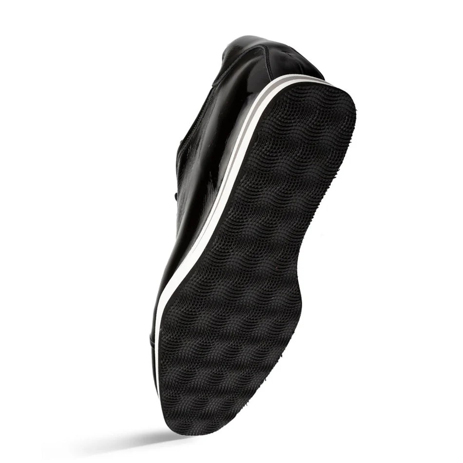 MEZLAN CARTUJA 21153 MEN'S SHOES BLACK HI-SHINE CALF-SKIN LEATHER CASUAL SNEAKERS - Image 2