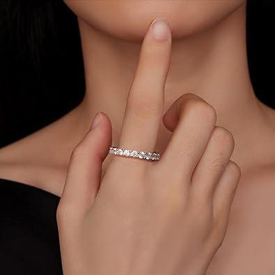 14K White Gold Eternity Ring - 2.2 Ct T.W. VVS1, D Color Round-Cut Lab Grown Diamond Prong Set, High Polished Women's Anniversary Wedding Band for Unrivaled Radiance and Purity - Image 3