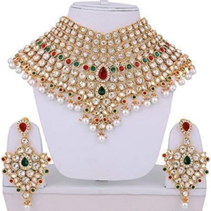 Aheli Classic Bollywood Style Indian Bridal Choker Necklace Matha Patti Nose Ring Haath Phool Wedding Fashion Jewelry Set Gift for Women