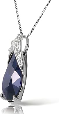 Galaxy Gold GG 14k Solid White Gold Necklace with 4.65 Carat Natural Sapphire Pendant - Image 2
