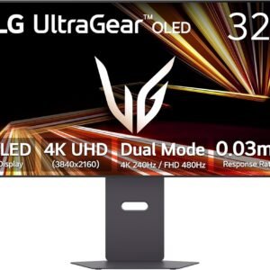 LG 32GX870A-B 32-inch Ultragear 4K UHD (3840 x 2160) OLED Gaming Monitor, Dual-Mode, 240Hz, 0.03ms, NVIDIA, AMD FreeSync Premium Pro, VESA DisplayHDR True Black 400, USB Type-C, DP2.1, Black