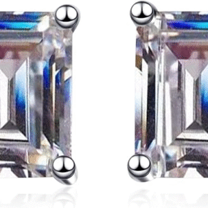 Women's 14K Gold Stud Earrings with 0.5/1/2 ct Emerald Cut Diamonds, VVS1, D-color - Ideal Cut Luxury Gift