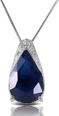 Galaxy Gold GG 14k Solid White Gold Necklace with 4.65 Carat Natural Sapphire Pendant
