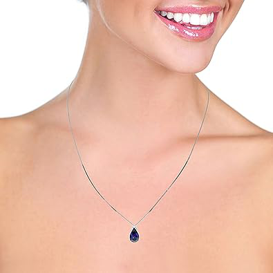 Galaxy Gold GG 14k Solid White Gold Necklace with 4.65 Carat Natural Sapphire Pendant - Image 3
