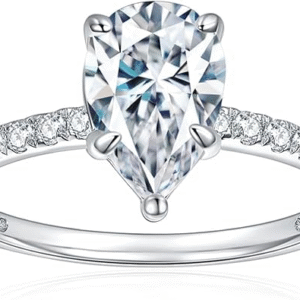 2 Carat D Color VVS1 Drop Shape Cut Diamond Engagement Ring - Set in 18K White Gold, Elegant Anniversary Promise for Women