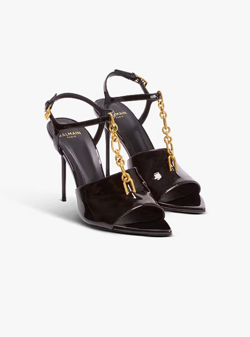 balmain Sync patent leather sandals with heel