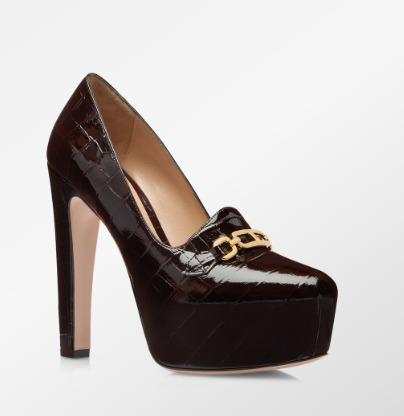 SHINY STAMPED CROCODILE LEATHER WHITNEY PLATFORM PUMP