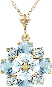 Galaxy Gold GG 2.43 Carat 14k Solid Gold Necklace with Natural Aquamarine Pendant
