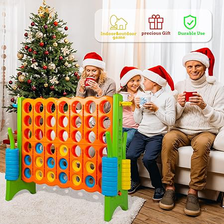 Oversized 4 in a Row Connect Game+Waterproof Carry Bag,Included-4 ft X 3.5 ft Tall,4-to-Score Jumbo with 44 Pieces Rings&Drink Holder,48” Super Size-Indoor&Outdoor Giant 4 Game for Kids&Adults - Image 3