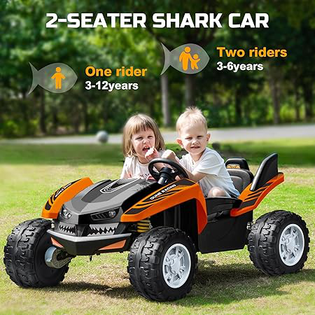 ANPABO 24V Ride on Toy for Big Kids 2 Seater, 4x200W, Max 5.1MPH, Off-Road UTV with EVA Tires, Remote Control, 4-Wheel Suspension, Bluetooth, Ideal Gift for Kids Aged 3-12(Orange-Black) - Image 2