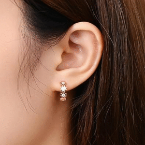 14K Gold Over S925 Sterling Silver Daisy Flower Yellow Gold Hoop Earrings for Women,0.16ct.t.w. D-color VVS1 Clarity Diamond,Ideal Gift for Wife