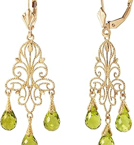 14k Yellow Gold Chandelier Earrings with Natural Peridots
