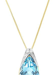Galaxy Gold GG Genuine 14k Solid Gold Necklace with 6 Carat (CTW) Natural Blue Topaz Pendant