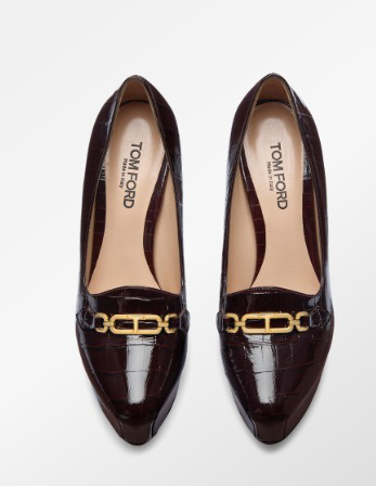 SHINY STAMPED CROCODILE LEATHER WHITNEY PLATFORM PUMP - Image 3