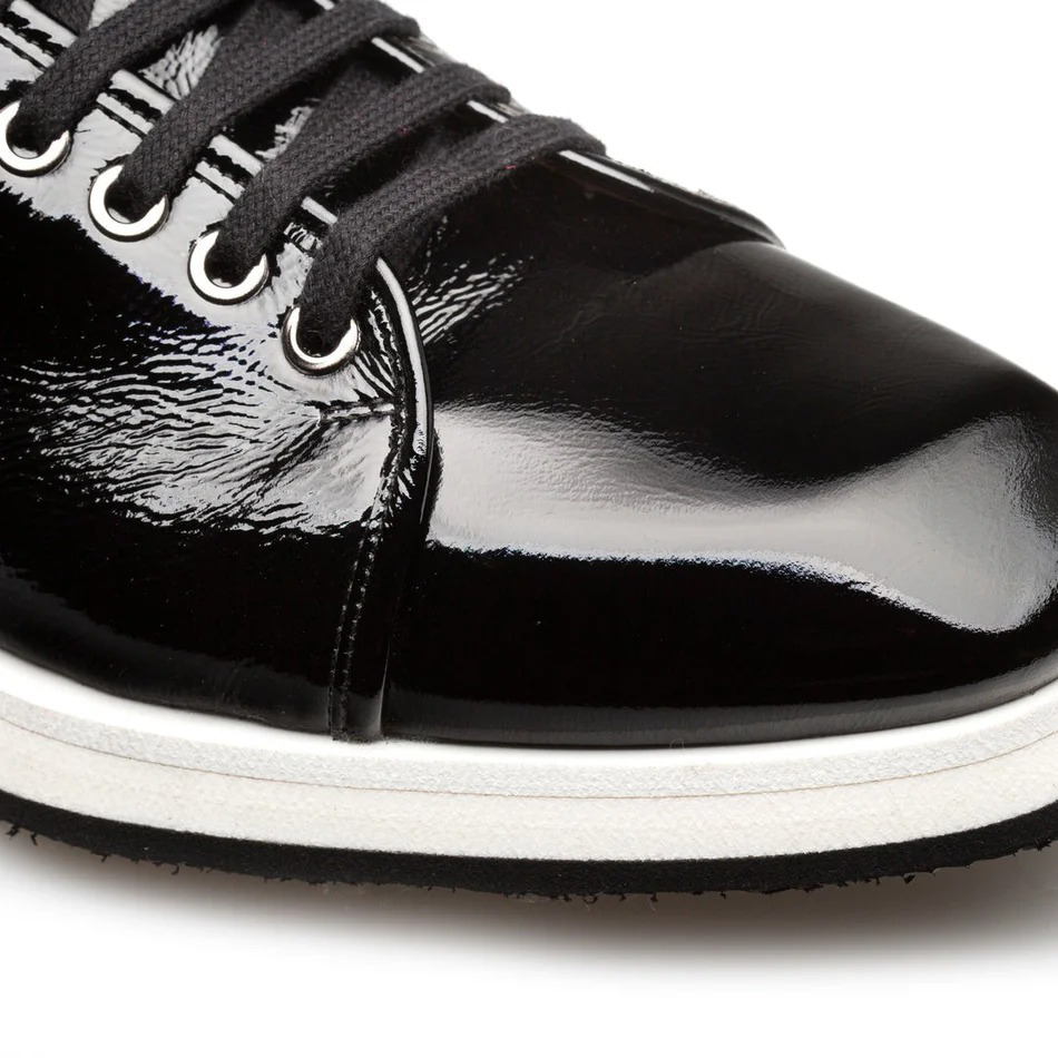 MEZLAN CARTUJA 21153 MEN'S SHOES BLACK HI-SHINE CALF-SKIN LEATHER CASUAL SNEAKERS - Image 3